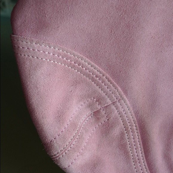 Pink suede coach purse with leather strap - Picture 6 of 8